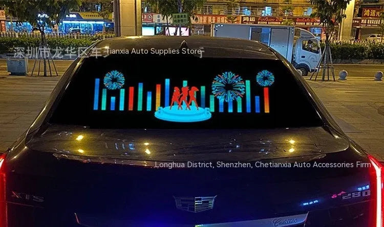 Car voice control rhythm lamp with electroluminescent panel showing multiple light pattern options