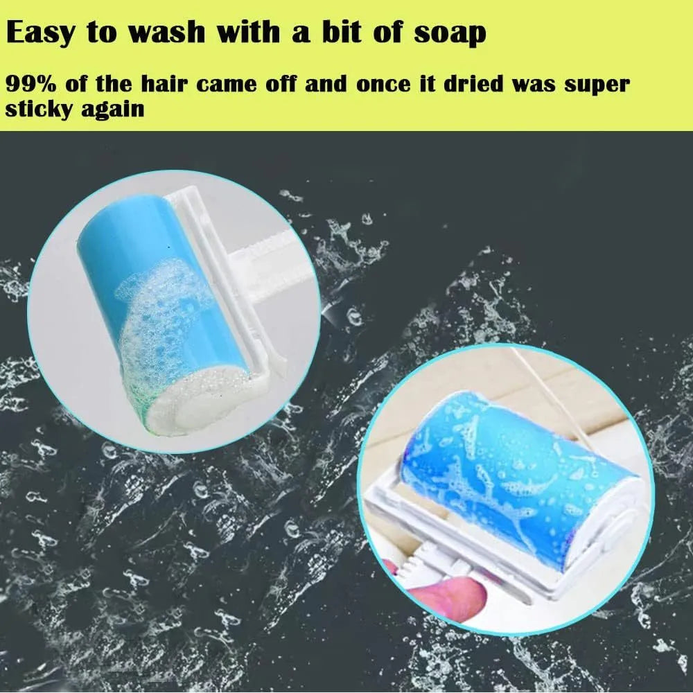 Reusable washable lint roller with protective cover for pet hair removal, measuring 17x10x4cm