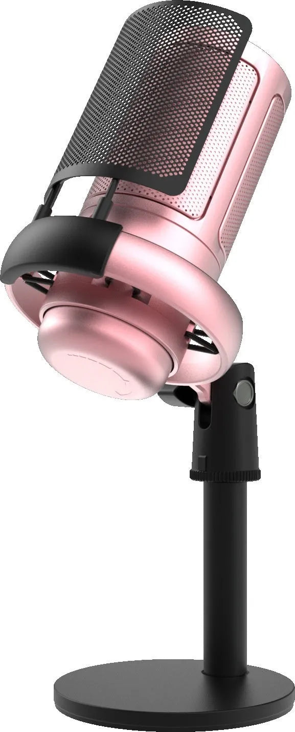 Condenser USB microphone with RGB lighting in black, white, or pink colours