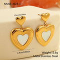 Gold electroplated heart-shaped stainless steel earrings for women with love-themed design