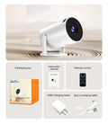 White portable mini projector with wireless HD projection capabilities for home viewing
