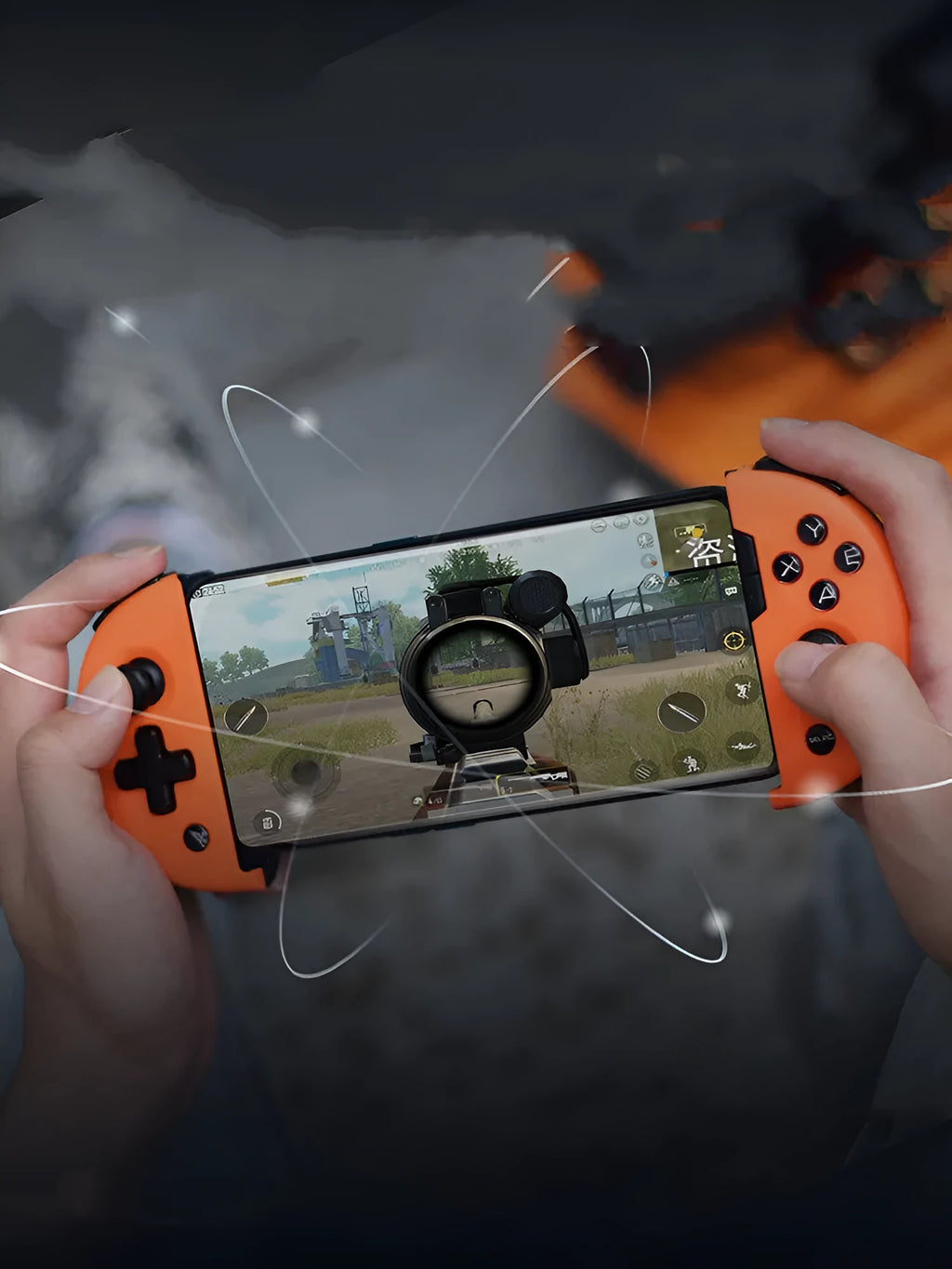 Feizhi Wee 2T mobile game controller in midnight blue with USB cable and stretchable handle.