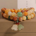 Women's natural jinsi jade multi-layer bracelet with orchid pendant on adjustable fastening