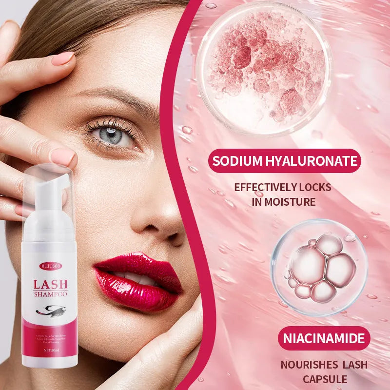 Lash shampoo mousse tube 60ml eyelash cleaning solution 3.7cm diameter