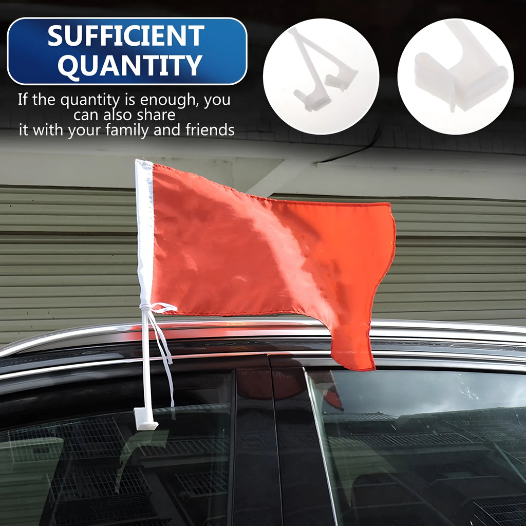 Ten white PP plastic car window flag pole holder clips for vehicle side window mounting