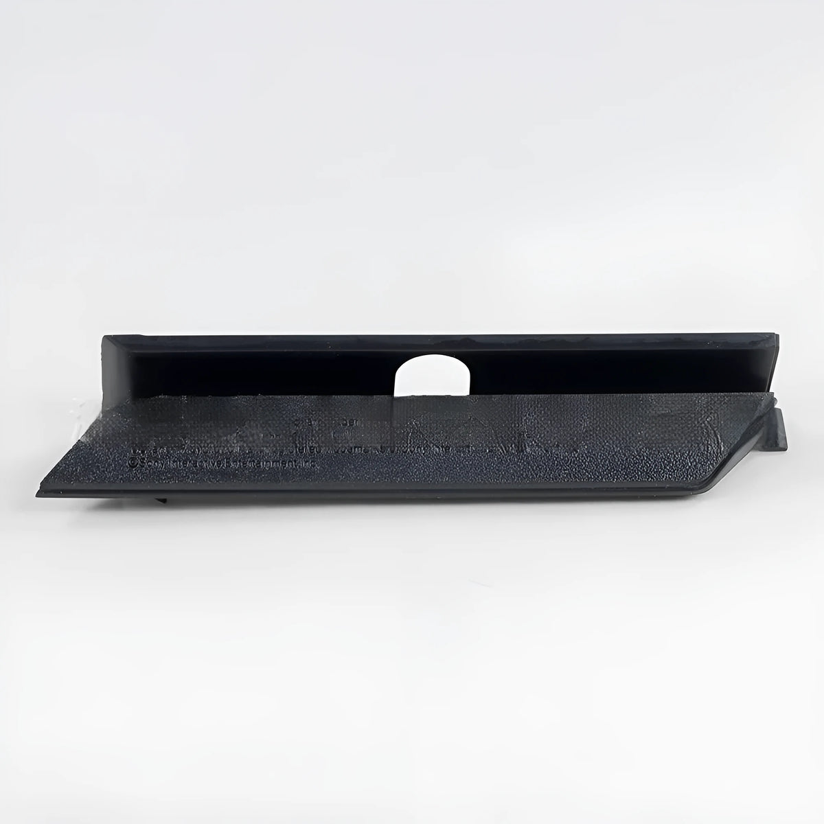 A black plastic hard drive baffle bin cover for a 3.5-inch PC case bay.