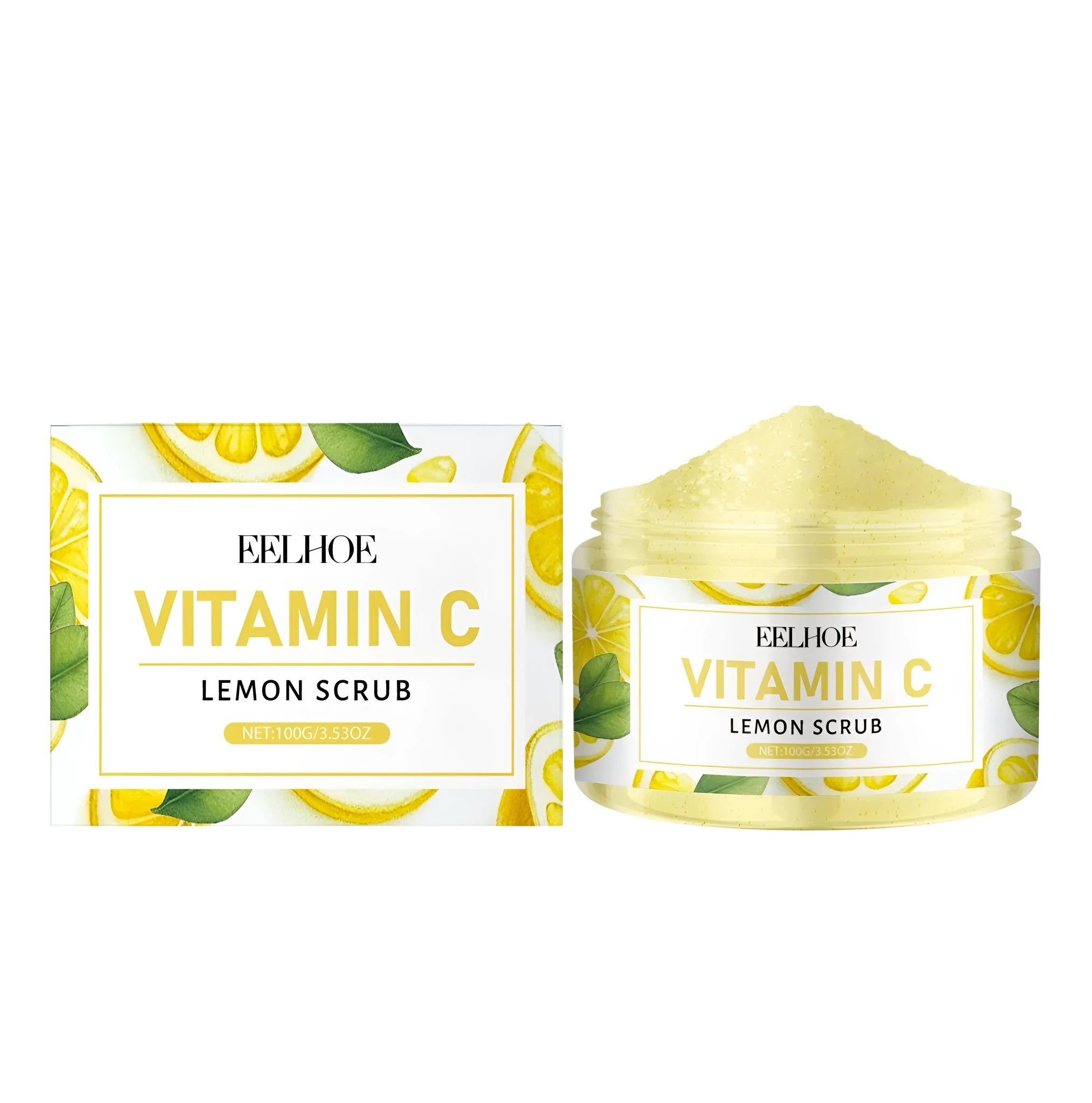 100g jar of Lemon Exfoliating Scrub with walnut shell powder exfoliant