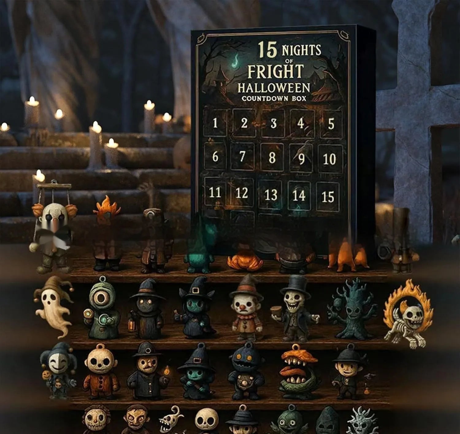 Halloween countdown blind box advent calendar with 31 resin horror dolls for daily reveals