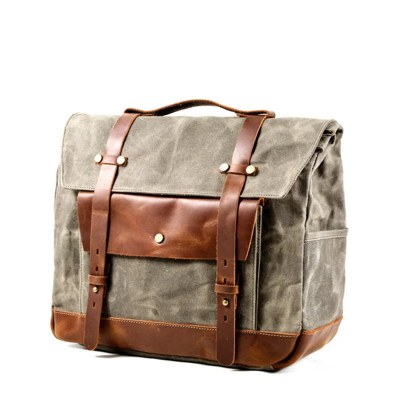 Camel Bag Knight retro cotton messenger bag for motorcycle helmets in Army Green