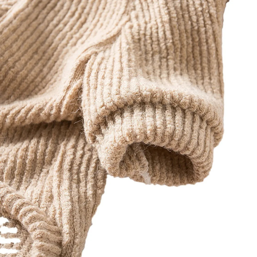 Brown cloth dog sweater pullover for small breeds on a white background.