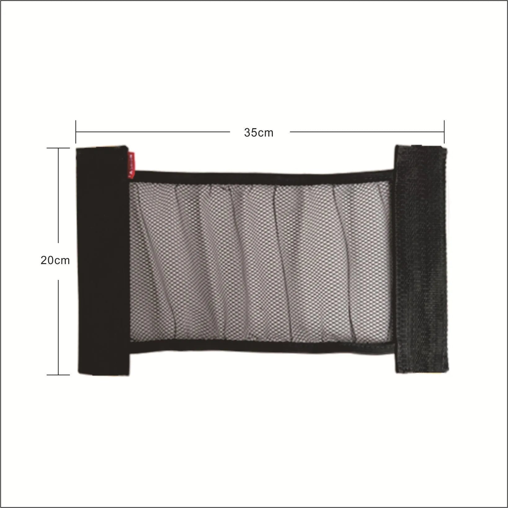 Grey elastic polyester car trunk storage net organiser in two size options.
