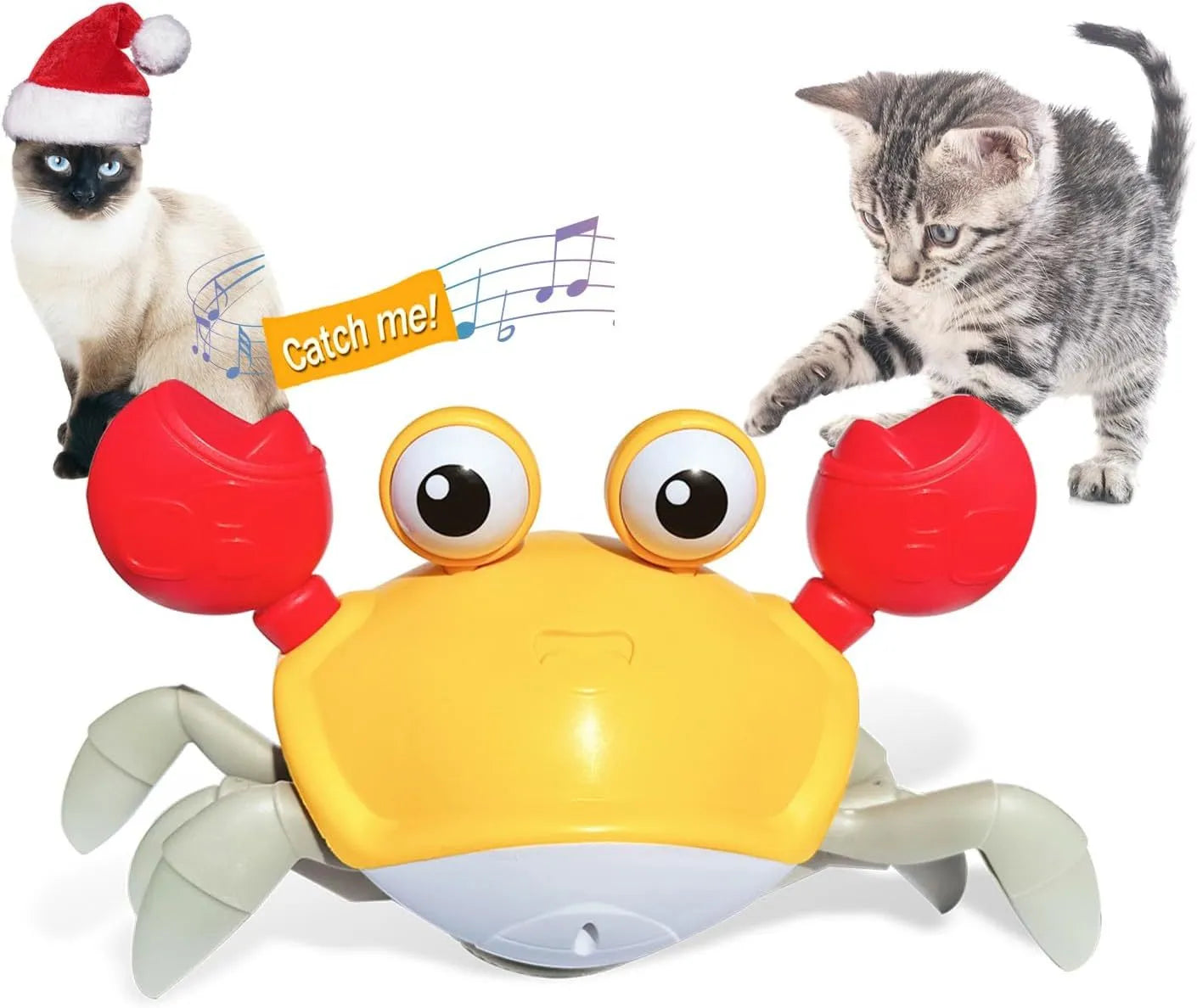 Blue or red crawling crab dog toy with obstacle avoidance sensors and LED lights