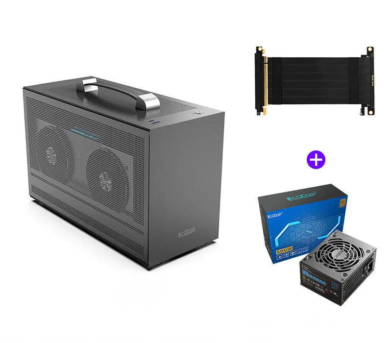 Hummingbird PRO ITX desktop computer case in titanium gray or white with tinned steel construction