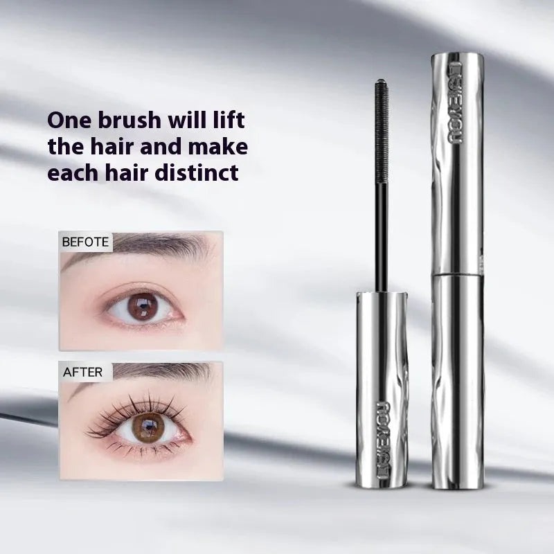 Steel tube waterproof mascara in black and brown with optional eyelash curler