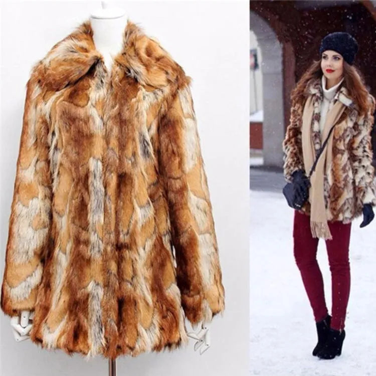 Women's tiger pattern faux fur leather jacket with regular sleeves and street fashion style