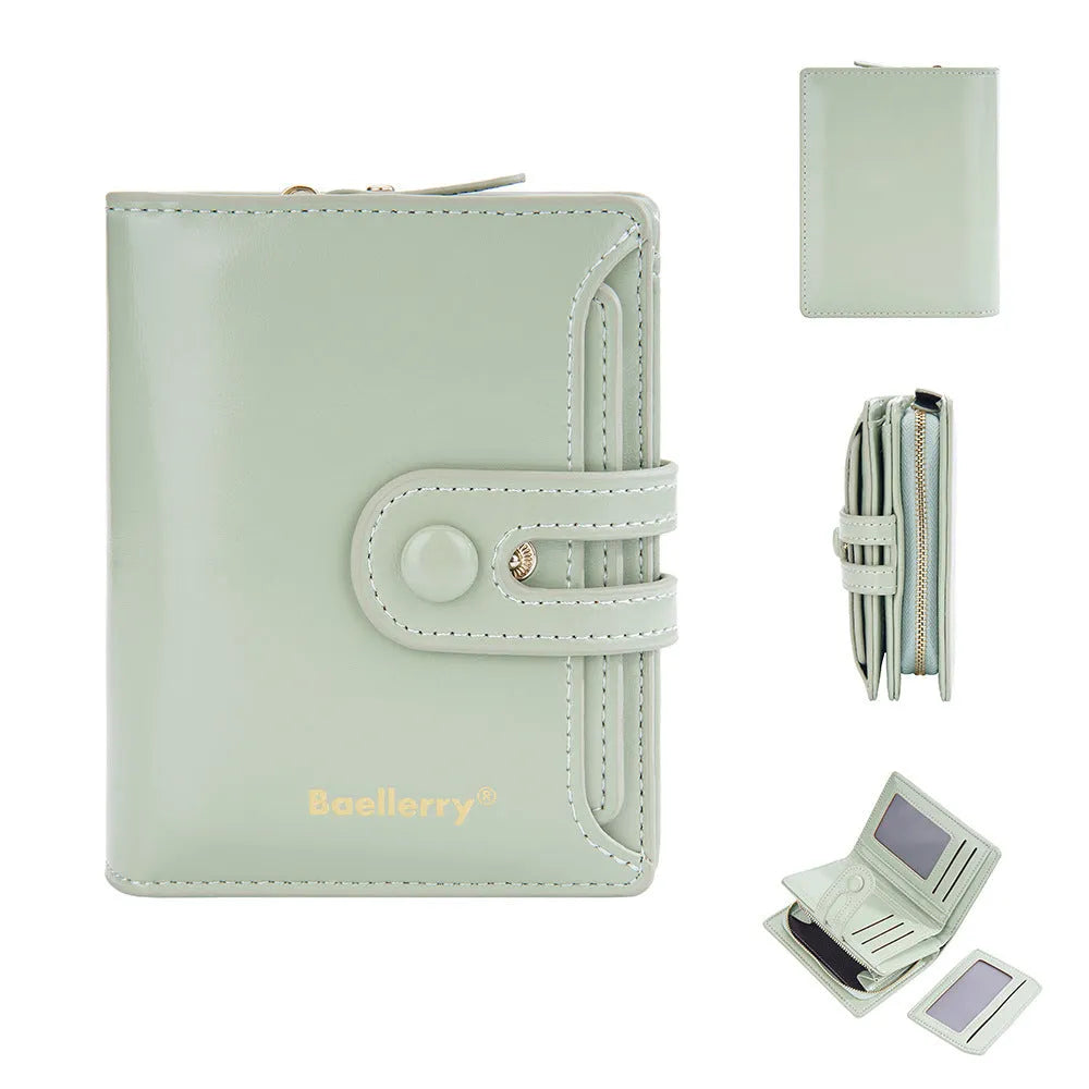 Women's PU leather card holder wallet in multiple colour options showing card pockets