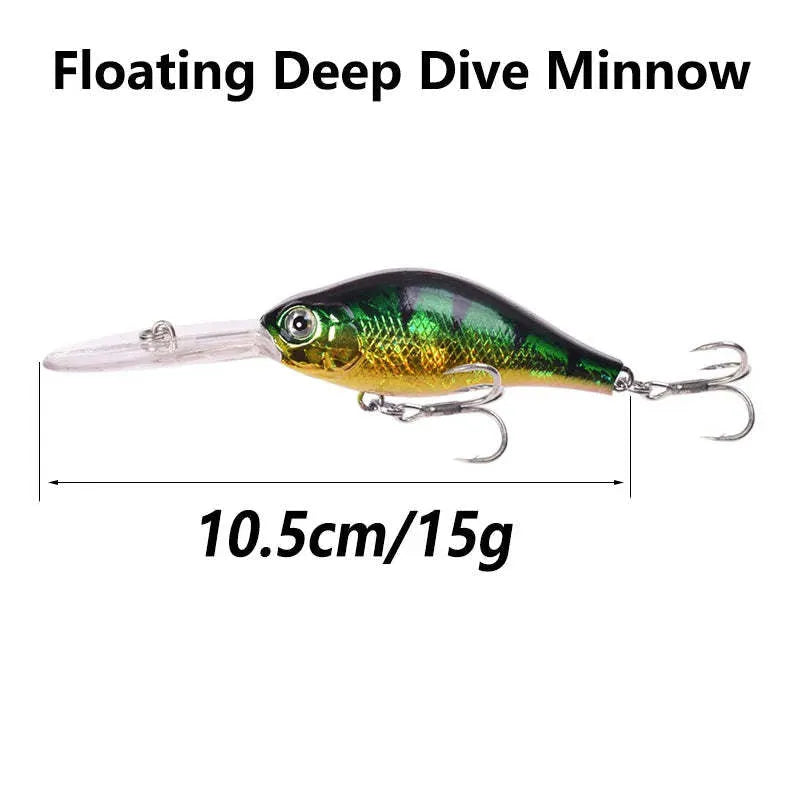 10.5cm Little Fat Man fishing lure with floating rock and long tongue board design in multiple colours