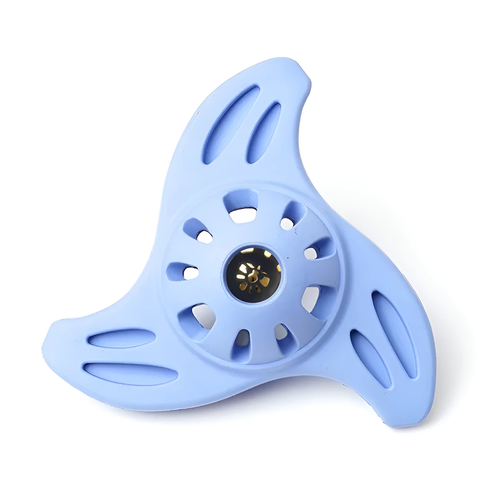 Blue or purple bite resistant boomerang dog toy for large breeds with molar cleaning edge design