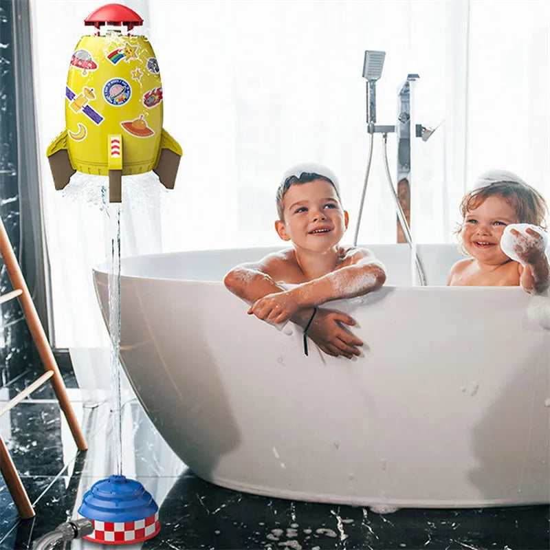 Water pressure rocket launcher toy with base and faucet connector, 14.8x29x14.8cm, for garden water play