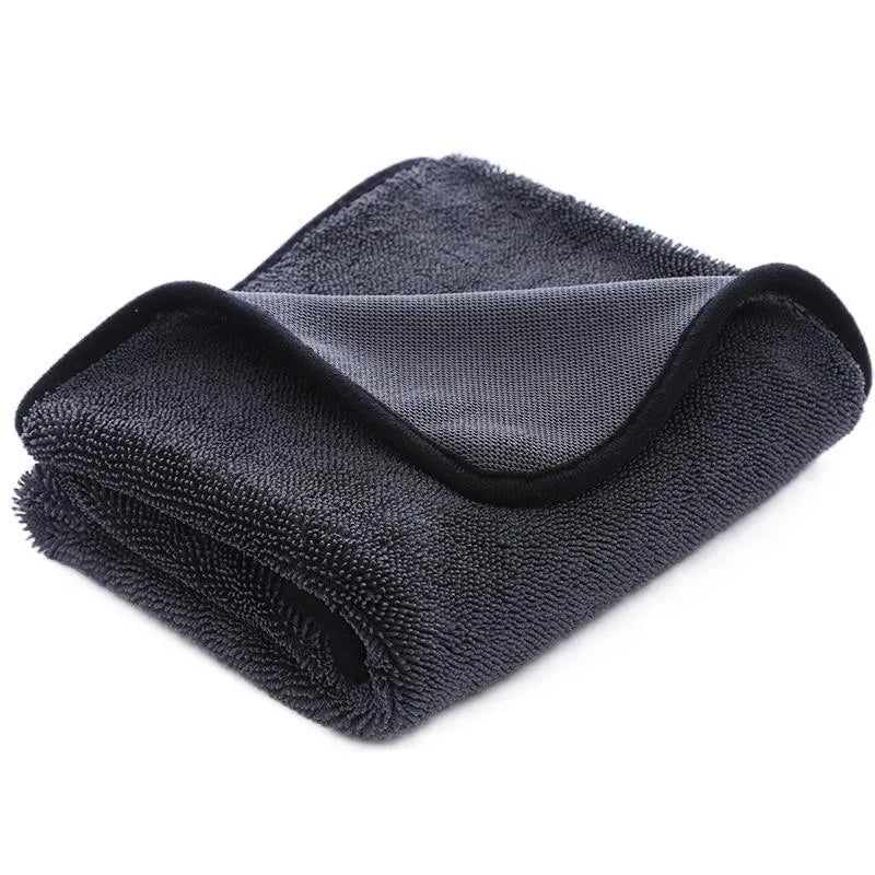 Small braid twisted car cleaning towel for vehicle window washing in grey and grey with red edge colours