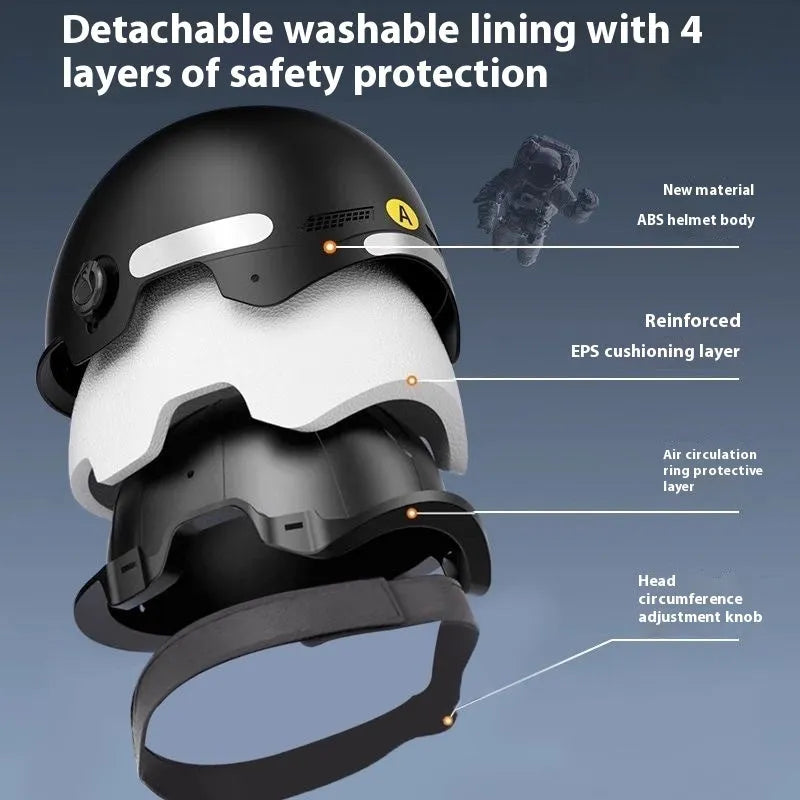 3C certified polypropylene electric motorcycle helmet with sun shield in Ice Crystal Gray colour