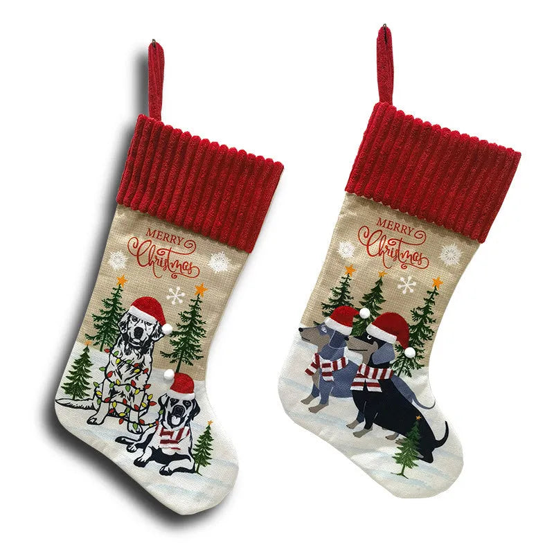 46cm cloth Christmas tree pendant with fireplace design for pet dress-up decor