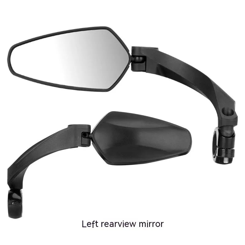 Black PMMA acrylic bicycle rearview mirror with rotatable mount for mountain bikes