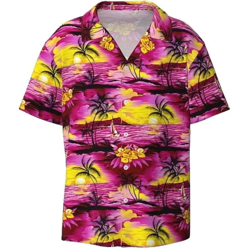 Men's camouflage pattern casual shirt in slim fit with short sleeves