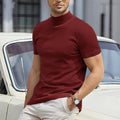 Men's plus size half-high collar T-shirt in cotton-polyester blend showing colour options