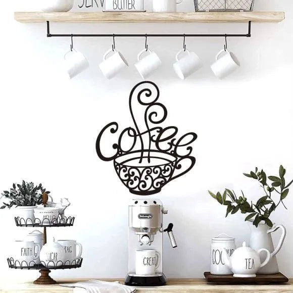 Black wrought iron English letters silhouette wall ornament measuring 26x28 cm
