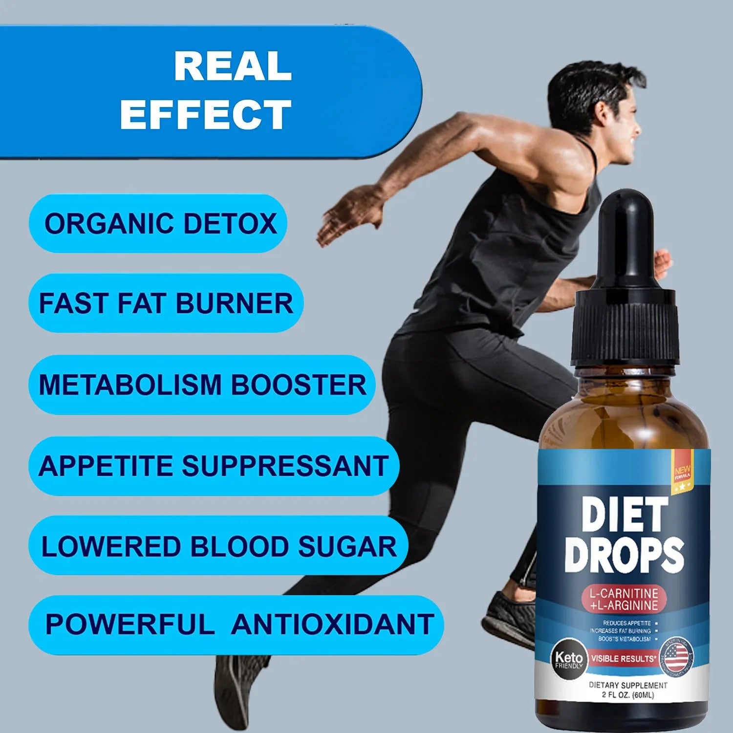 60ml bottle of ketone drops dietary supplement for keto dietary support