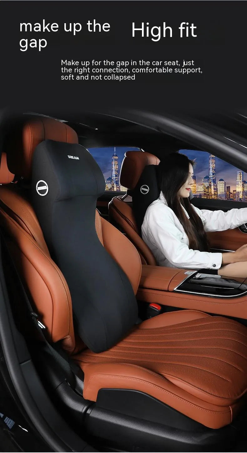 Automotive memory foam waist cushion and headrest lumbar support set in choice of six colours