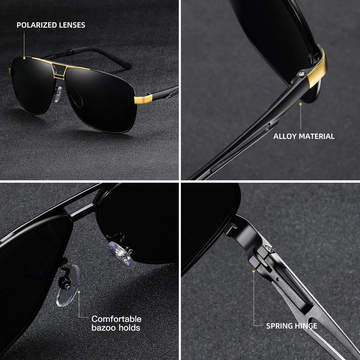 Men's orange red aviator sunglasses with polarised HD lenses and metal frame.
