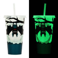 720ml luminous Halloween plastic sippy cup with straw, cylindrical shape in PP material.