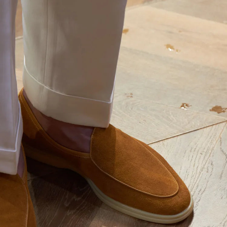 British handmade men's leather loafers in genuine cowhide with a TPR sole.