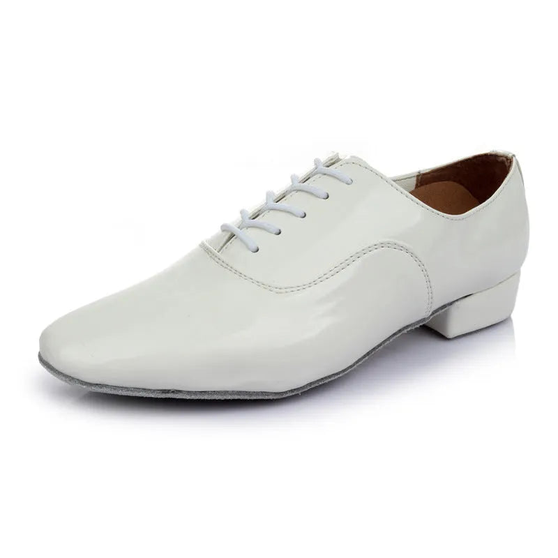 Men's black adult dancing shoes with a synthetic leather upper and calf leather sole