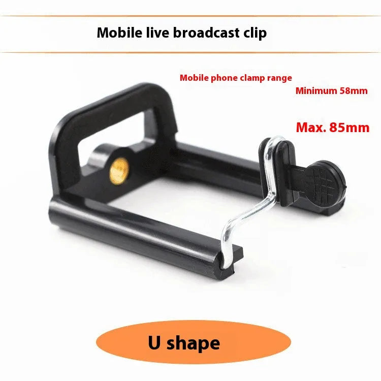 Black plastic U clip mobile phone bracket for mounting smartphones on camera tripods