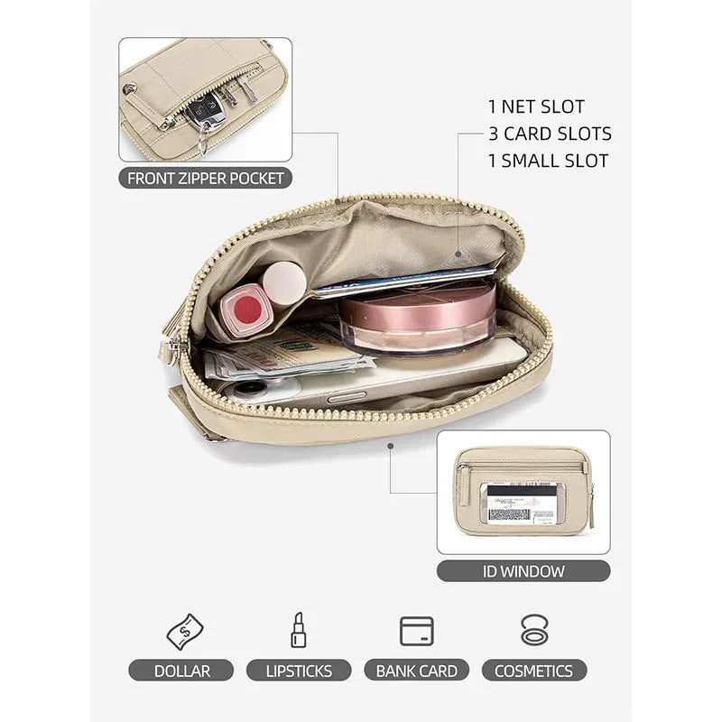 Women's waterproof quilted nylon handbag with transparent deck in beige colour