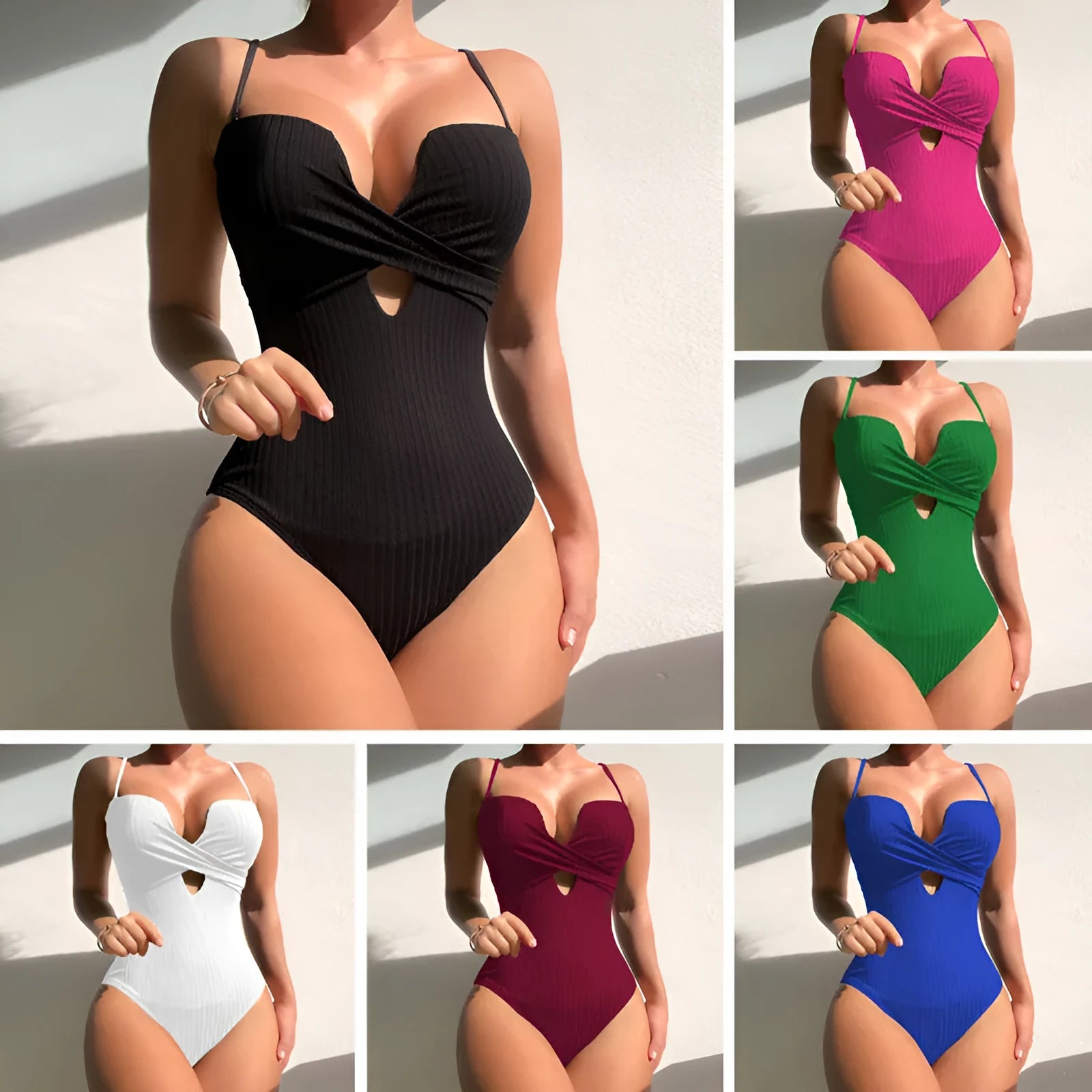 Solid colour one-piece swimsuit for women in slim-fit design