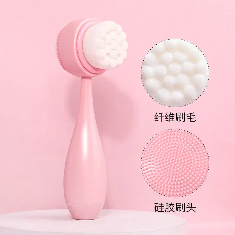 Facial brush set with coral fleece hair band and nylon bristles in multiple colour options