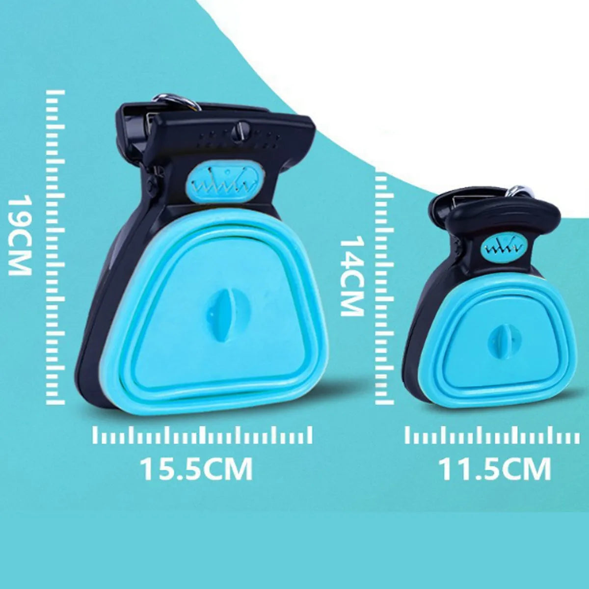 Portable handheld pooper scooper for dog waste cleanup with integrated bag dispenser and clip