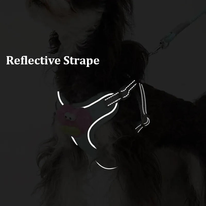 No pull step-in dog harness with multifunction leash, reflective stitching, in blue, available in sizes XS to XL