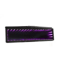 Square blue plastic car rearview mirror with a wide flat glass and integrated LED lighting strips on the housing.