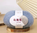 Mohair scarf DIY kit with wool ball and Inverness thread for hand-weaving, showing multiple colour options