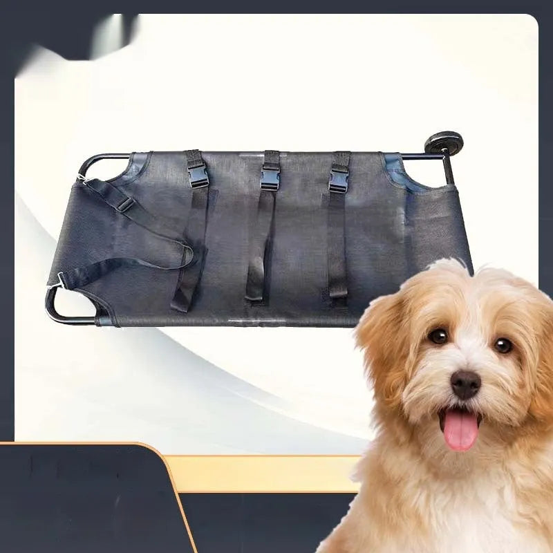 Black foldable aluminium alloy pet stretcher for emergency animal transport