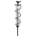 Cast iron bird design rain gauge with glass measurement tube for garden rainfall monitoring