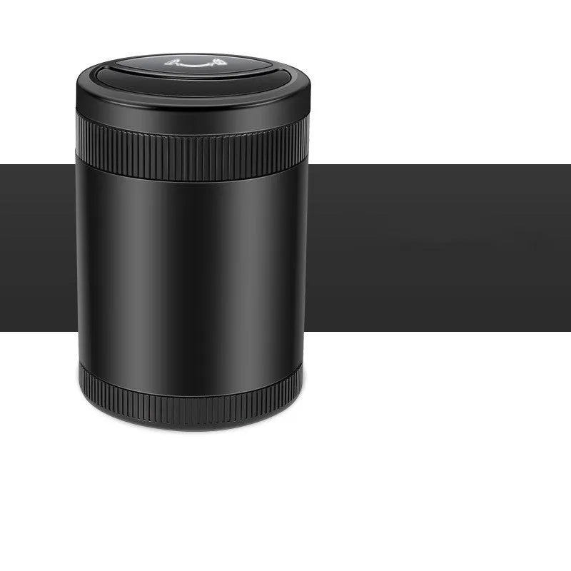 Automatic induction car ashtray with sensor lid in grey, black, red, and blue colours.