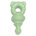 Blue molar-shaped rubber dog chew toy with textured surface for teeth cleaning.