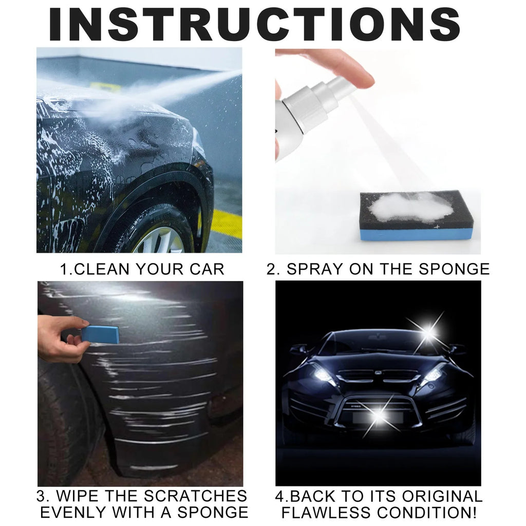 Car paint scratch removal spray bottle in 100ml, 50ml and 30ml sizes