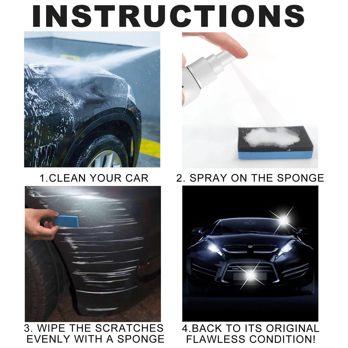 Car paint scratch removal spray bottle in 100ml, 50ml and 30ml sizes
